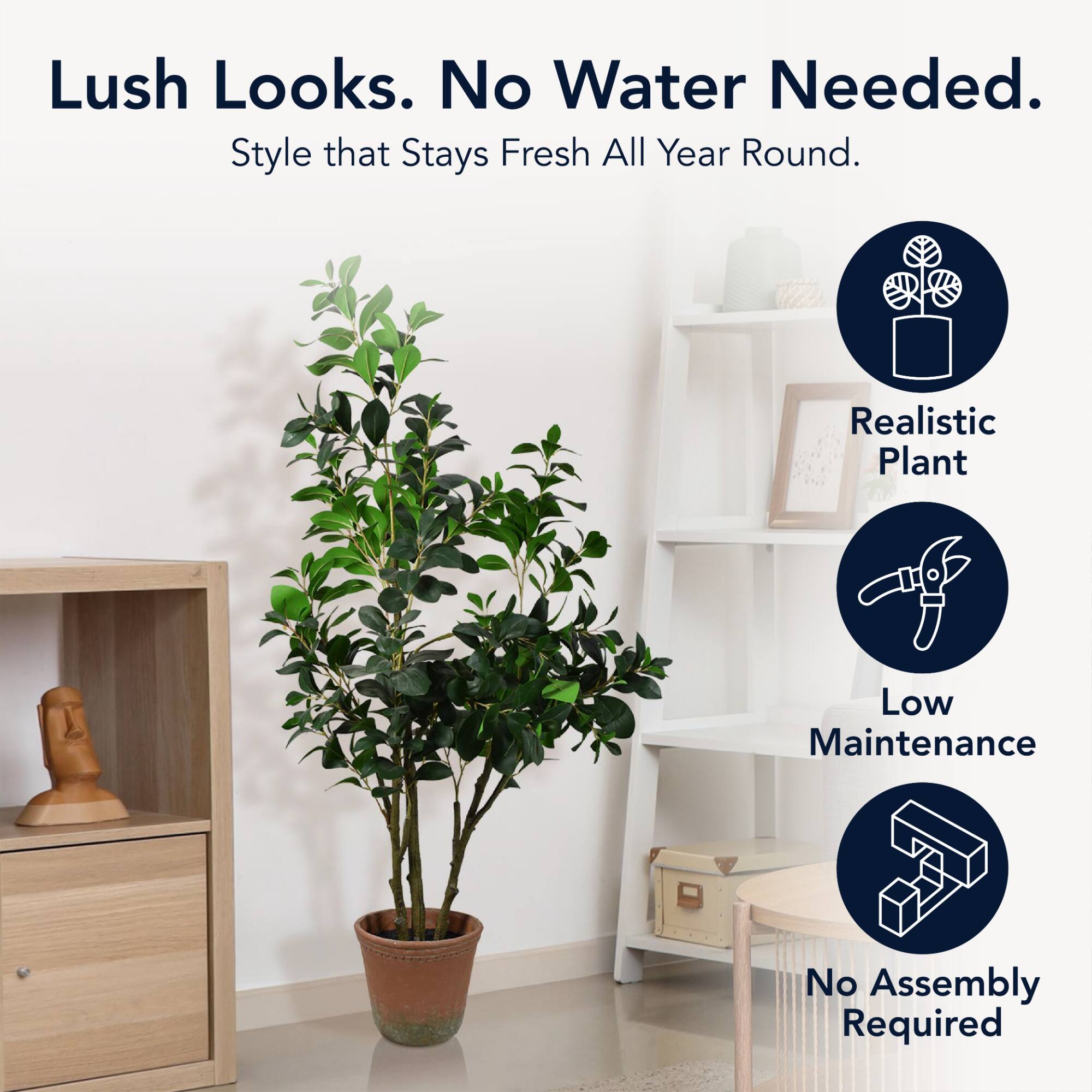 American Art Decor 5ft Artificial Pea Tree in Cement Pot Faux Plant